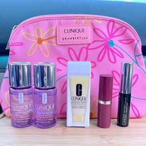 Brand New Clinique x Drawbertson Set Mascara Love Pop Lip Makeup Remover Lotion